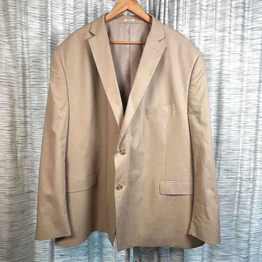Saddlebred Blazer Tan Mens 56R Cotton Two Button Sport Coat EUC